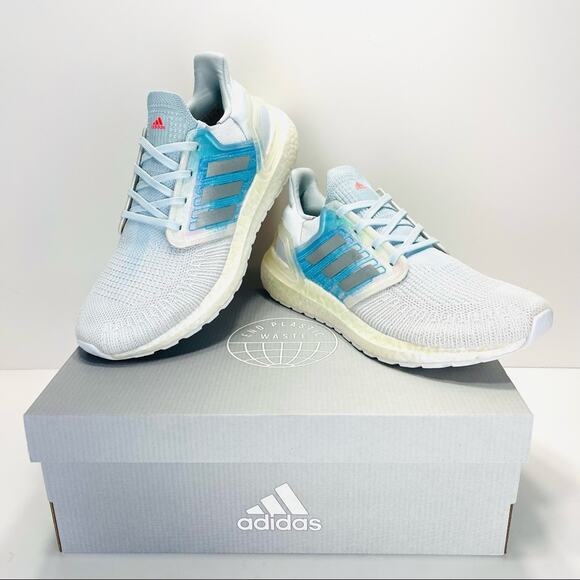 Adidas Primeblue Ultraboost 20 Women Athletic/Running Shoes Size 8.5 White Blue - Picture 14 of 16